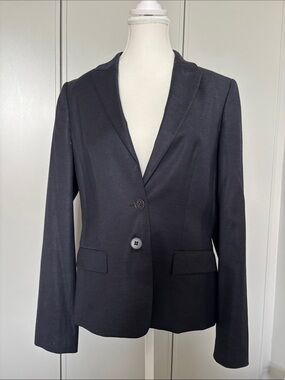 Boss Navy Blue Tailored Two-Button Blazer Wool blend